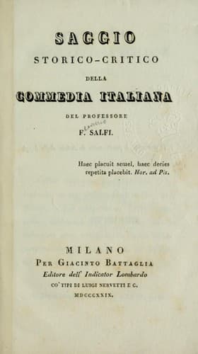 Saggio storico-critico della commedia italiana