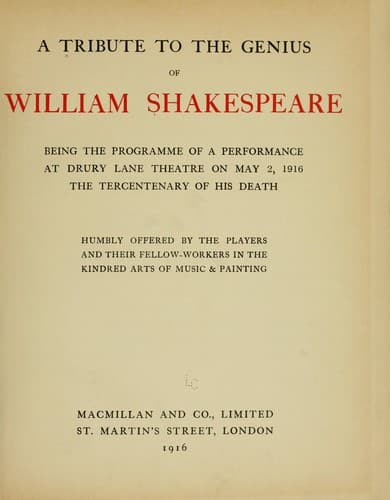 A Tribute to the genius of William Shakespeare