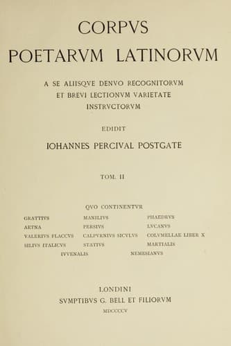 Corpus poetarum latinorum a se aliisque denuo recognitorum et brevi lectionum varietate instructorum