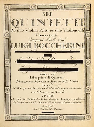 Sei quintetti per due violini, alto et due violoncelli concertanti