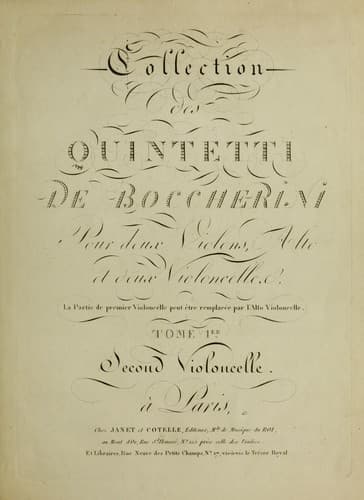 Collection des quintetti de Boccherini pour deux violons, alto et deux violoncelles