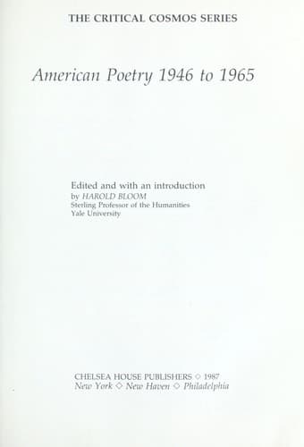 American poetry 1946 to 1965