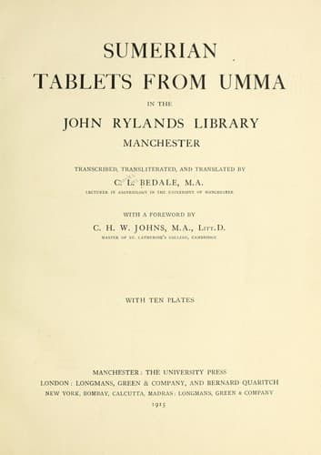 Sumerian tablets from Umma in the John Rylands Library