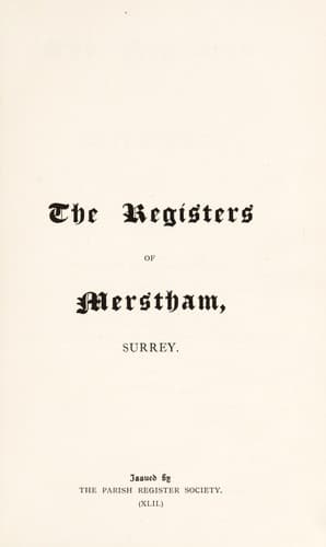The registers of Merstham, Surrey