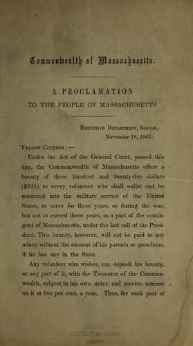 A proclamation to the people of Massachusetts ... November 18, 1863