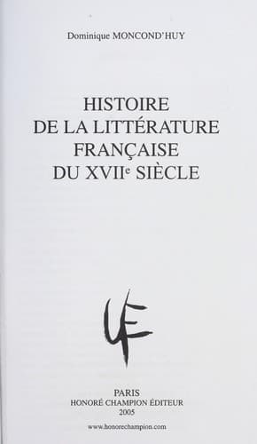 Histoire de la littérature française du XVIIe siècle