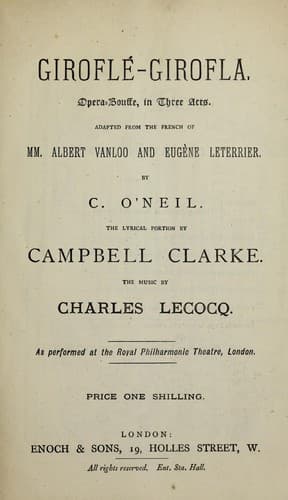 Lecocq's opera Girofle -Girofla