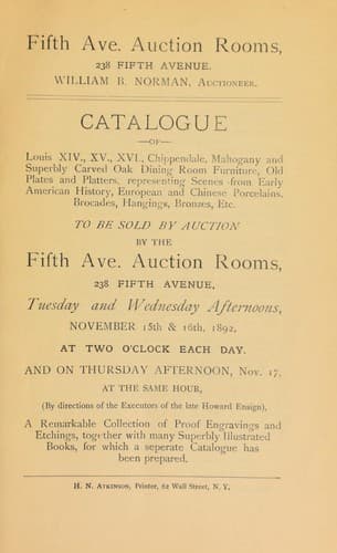 Catalogue of Louis XIV, XV, XVI, Chippendale, mahogany, and superbly carved oak [etc.] ...