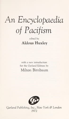 An encyclopaedia of pacifism