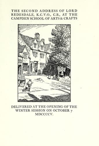 The second address of Lord Redesdale, K.C.V.O., C.B., at the Campden School of Arts & Crafts