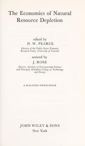 The Economics of natural resource depletion