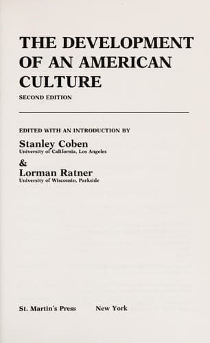 The Development of an American culture