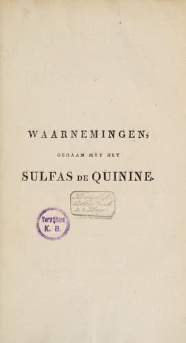 Waarnemingen gedaan met het sulfas de quinine ...