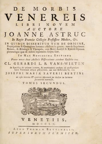 De morbis venereis libri novem. In quibus disseritur tum de originie, propagatione & contagione horumce affectum in genere: tum de singulorum natura, & aetiologia & therapeia, cum brevi analysi & epiorisi operum plerorumque quae de eodem argumento scripta sunt