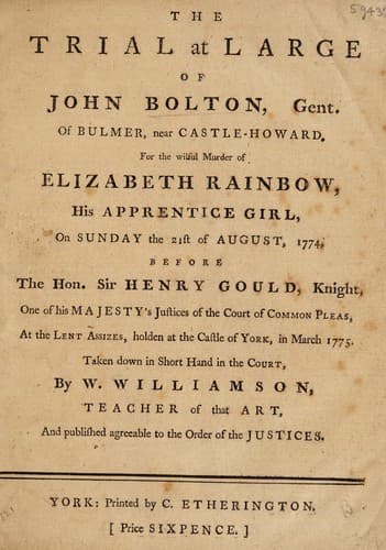 The trial at large of John Bolton, gent