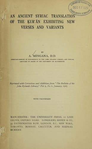 An ancient Syriac translation of the Kur'ān exhibiting new verses and variants