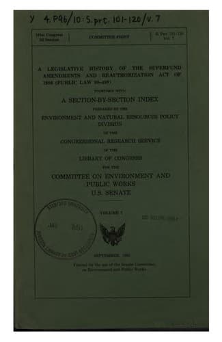 A Legislative History of the Superfund Amendments and Reauthorization Act of ...