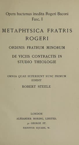 Opera hactenus inedita Rogeri Baconi
