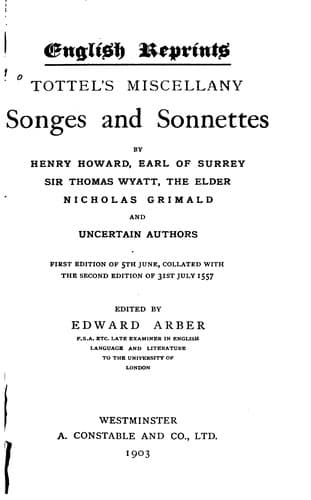 Tottel's Miscellany: Songes and Sonettes