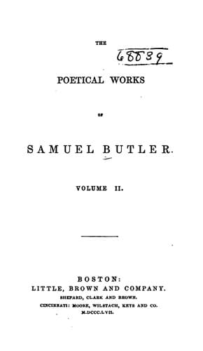 The Poetical Works of Samuel Butler