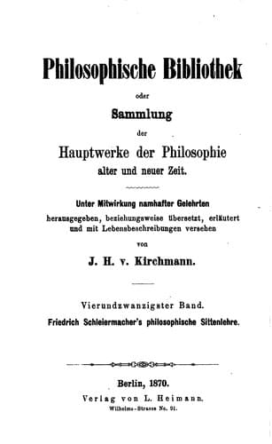 Friedrich Schleiermacher's philosophiche Sittenlehre