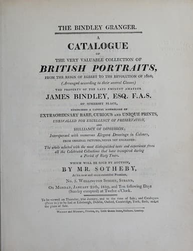 A catalogue of the very valuable collection of British portraits from the reign of Egbert to the revolution of 1688 ...