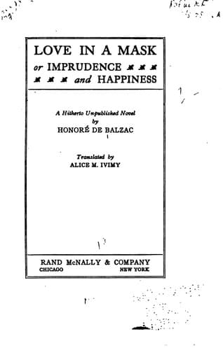 Love in a Mask; Or, Imprudence and Happiness: A Hitherto Unpublished Novel