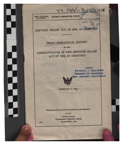 Refugee Relief Act of 1953: Third Semiannual Report of the Administrator of ...