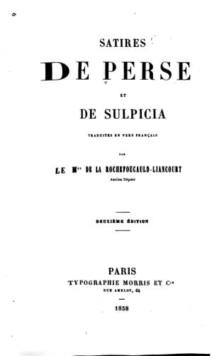 Satires de Perse et de Sulpicia