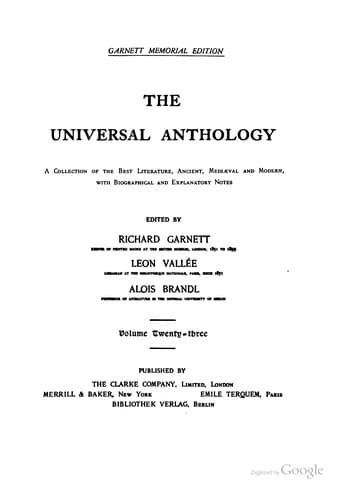 The Universal Anthology: A Collection of the Best Literature, Ancient ...