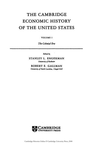 The Cambridge economic history of the United States