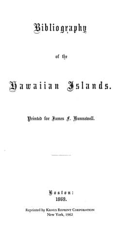 Bibliography of the Hawaiian Islands