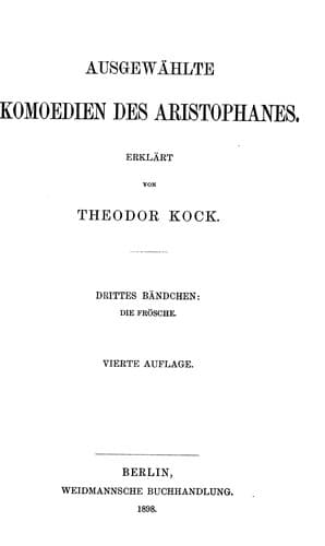 Ausgewählte komödien des Aristophanes