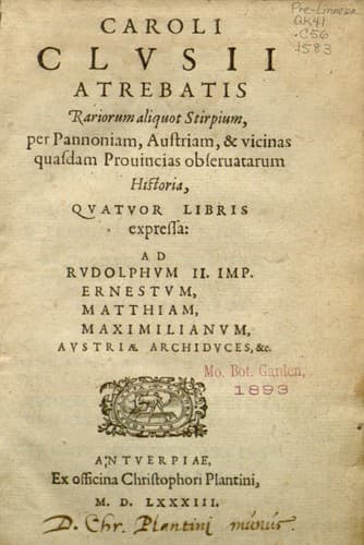 Caroli Clvsii Atrebatis Rariorum aliquot stirpium