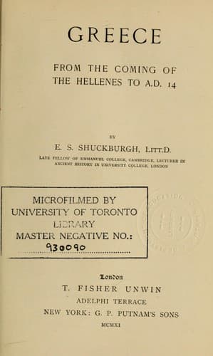 Greece, from the coming of the Hellenes to A.D. 14