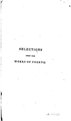 Selections from the Works of Fronto