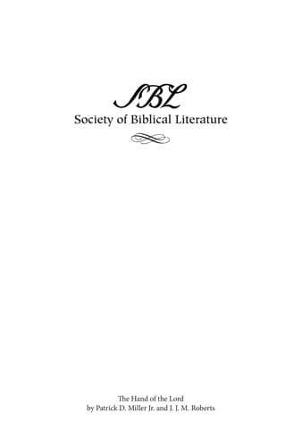 The hand of the Lord: a reassessment of the "Ark narrative" of 1 Samuel