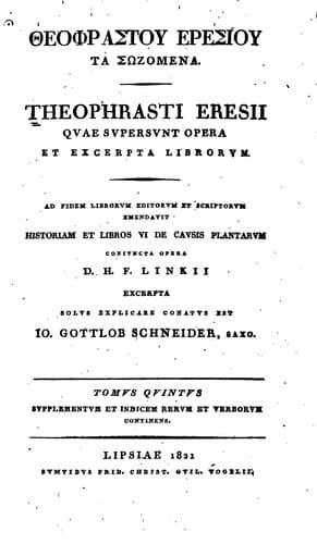 Theophrastou Eresiou ta sōzomena: Theophrasti Eresii quae supersunt opera et excerpta librorum ...