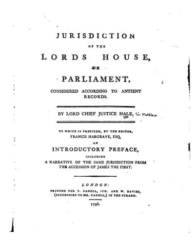 The jurisdiction of the Lords house, or Parliament